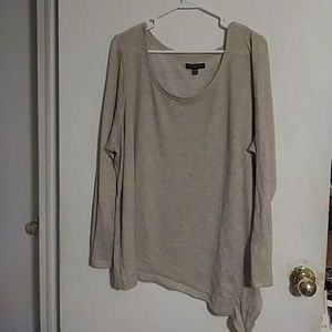 Tan and gold 3/4 sleeve asymmetrical  tunic